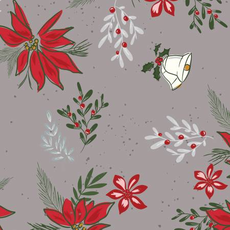 Mistletoe & Holly 108in Wideback Floral Gray 5W107