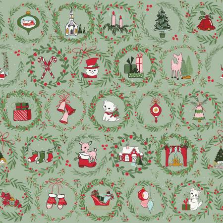 Mistletoe & Holly Wreaths Sage 805096