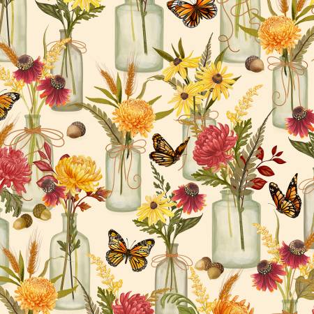 Monarch Meadow Floral Jars Cream 805016