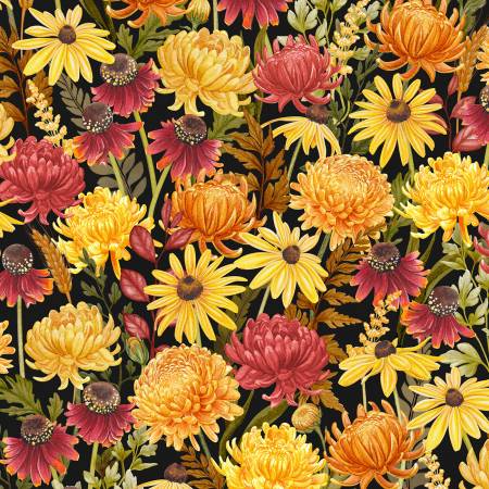 Monarch Meadow Packed Floral Black 805013