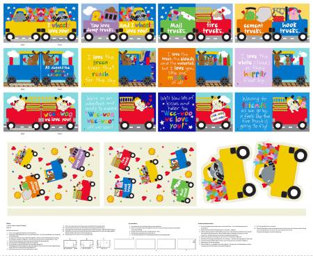 Multi I Wheely Love You three small Books Panel 6437
