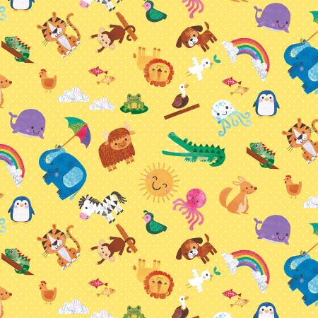 Noah and Friends Yellow Allover Characters 6228