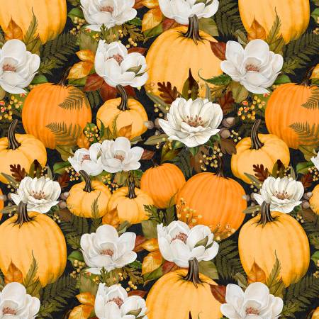 Oh My Gourd! Pumpkins & Florals Black 806112