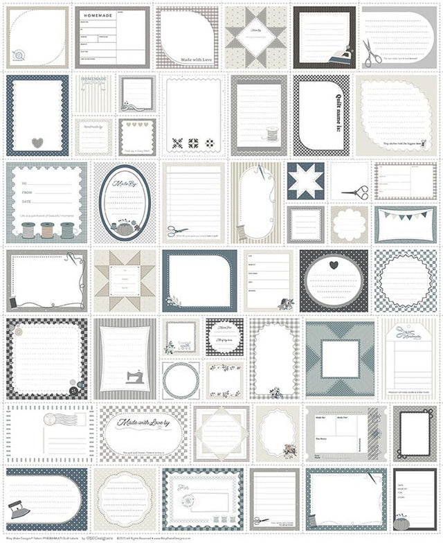 Quilt Labels Panel Grayscale