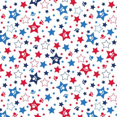 Patriotic Pooch Blue Tossed Paws in Stars 804131