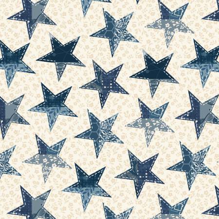 Pieces of America Cream Navy Stars 6176