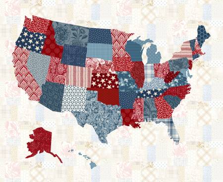 Pieces of America Patriotic USA Map Panel 36in x 42in 6175