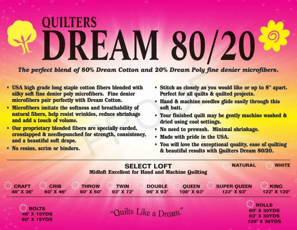 Quilters Dream Natural 80/20 Queen