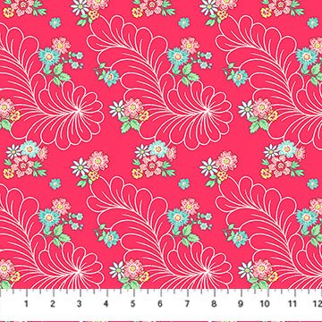 Quilting In Bloom Feather Floral Red Multi 6547
