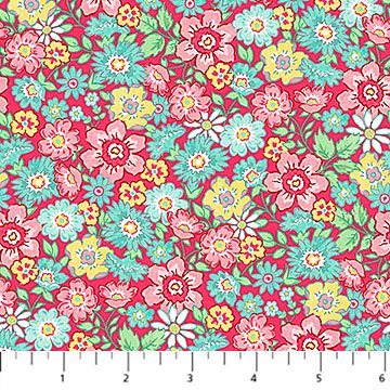 Quilting In Bloom Packed Floral Red Multi 6545