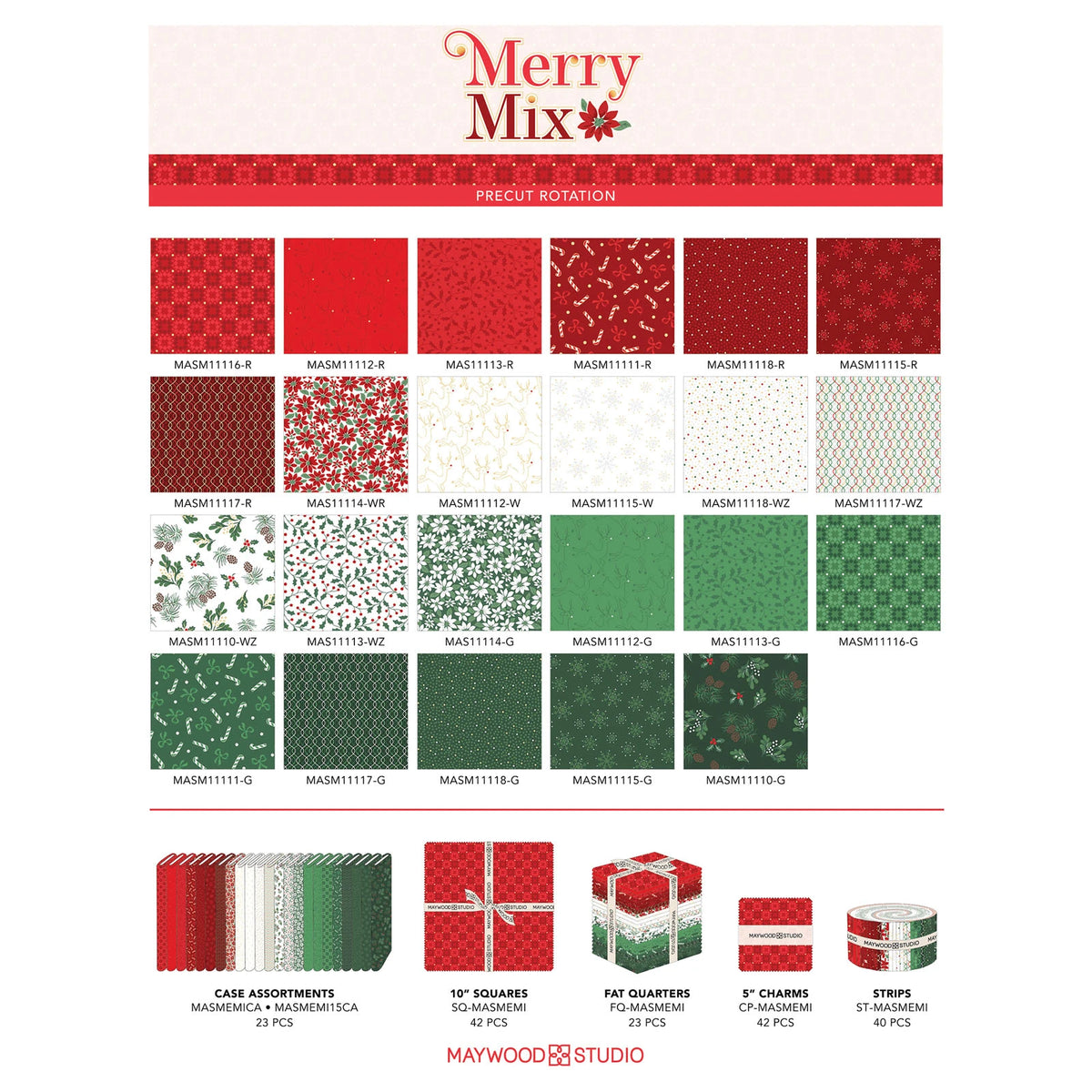 10" Squares Merry Mix 42 pieces per bundle