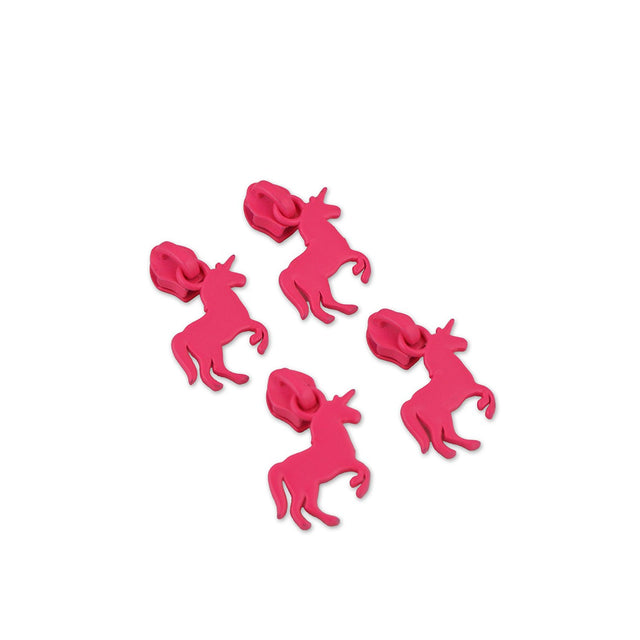 Tula Pink Legendary Collection: Four Tula Pink Neon Pink #5 Unicorn Zipper Pulls