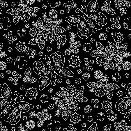 Shadow Blooms Black Butterflies & Floral 5341