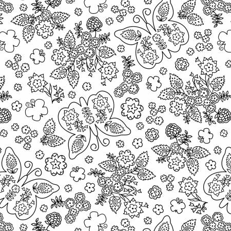 Shadow Blooms White Butterflies & Floral 5340