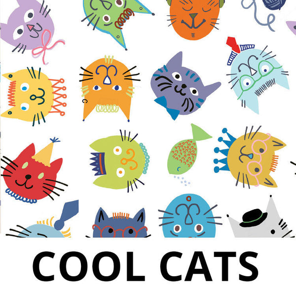 Splash Laminate Cotton Fabric 1 Yard Cut - Cool Cats