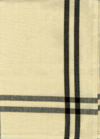 Tea Towel Black/Cream w/Gold Stripe