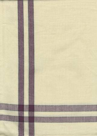 Tea Towel Purple with Black Stripe on Cream