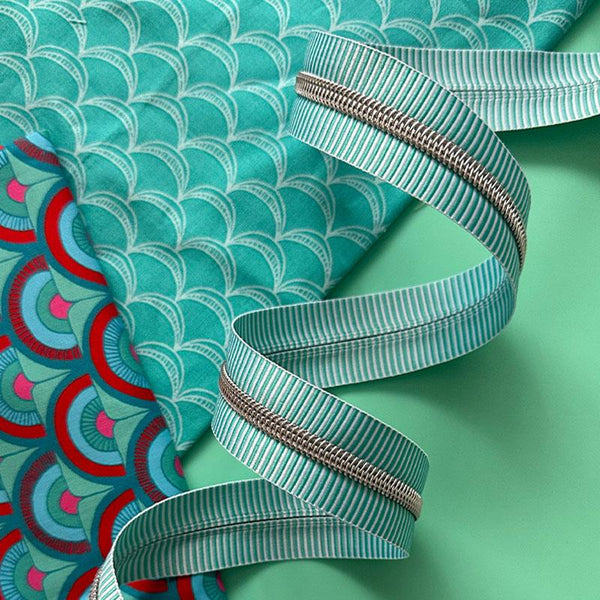 Teal Stripe Zipper 3yds SASSKIT 17M Sassafras Lane#1