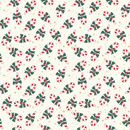 The North Pole Candy Cane White Flannel 6F134