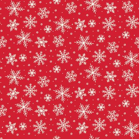 The North Pole Snowflakes Tomato Flannel 6F132