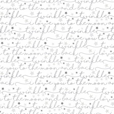 Twinkle Twinkle White Script Flannel 6F101