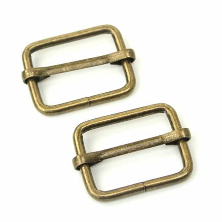 Two Slider Buckles 1" Antique Brass