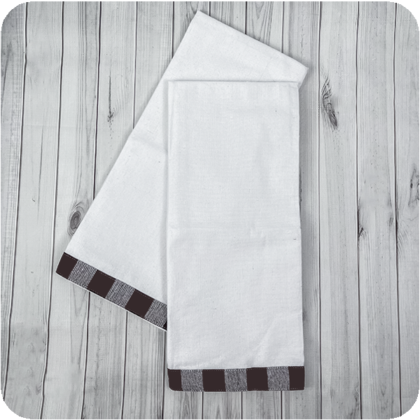 Vintage Gingham Tea Towels Chocolate Brown