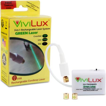 ViviLux 3 In 1 Rechargeable Green Laser System with Hook and Loop Tape US Plug