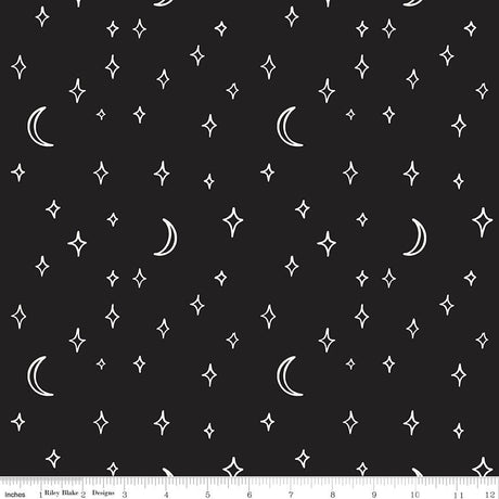Vintage Boo 107/108 Inch Wide Back Stars and Moons Black
