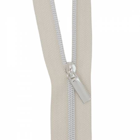 White #3 Nylon Nickel Coil Zippers: 3 Yards with 9 Pulls