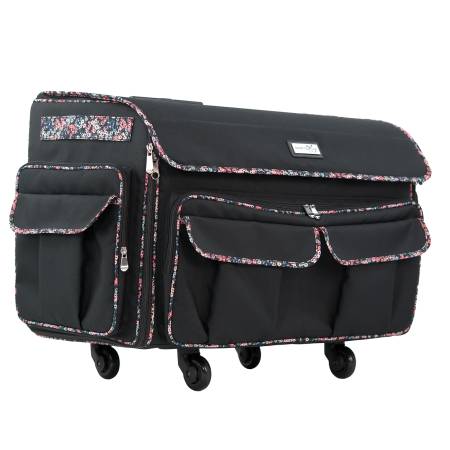 XXL Rolling Sewing Machine Tote Black Floral